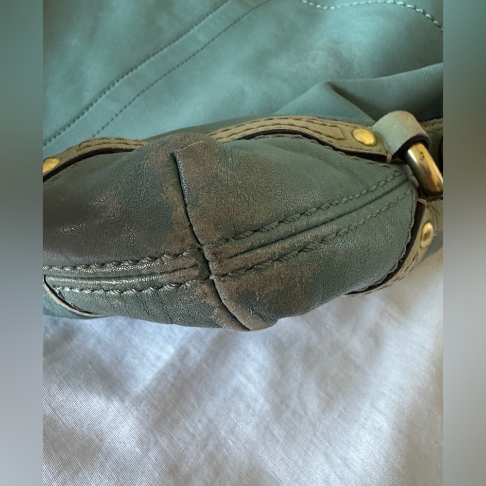 Coach Vintage Carly Hobo Bag Mint Light Blue Teal Leather Bag - Picture 5 of 14